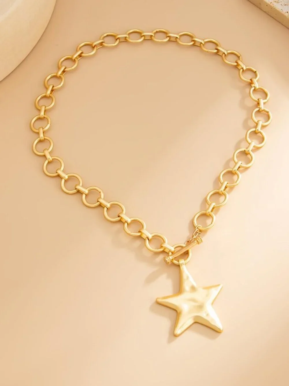 Chunky Gold Star Necklace Big Silver Statement Necklace for Women Big Star Chunk - Picture 3 of 7
